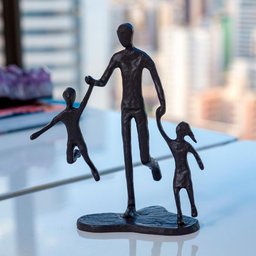 Escultura Decorativa em Metal Preto Pai e Filhos 19x15 cm - D’Rossi - 3