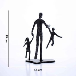 Escultura Decorativa em Metal Preto Pai e Filhos 19x15 cm - D’Rossi - 8
