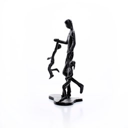 Escultura Decorativa em Metal Preto Pai e Filhos 19x15 cm - D’Rossi - 7