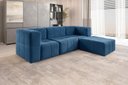 Ver imagem 1 de Sofá Modular com Puff 3 Lugares Bouclé Azul na Caixa 258cm