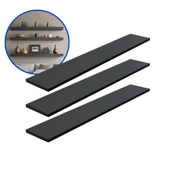 Kit 3 Prateleira Preta 90X15 + Suporte Flutuante Mdf  Organizadora Decoração Cozinha Banheiro Sala - 2