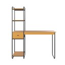 Ver imagem 3 de Mesa Home Office Criare Prateleiras Pés Aço Escritório Escrivaninha Estilo com Gaveta Cor Nature