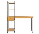 Ver imagem 3 de Mesa Home Office Criare Prateleiras Pés Aço Escritório Escrivaninha Estilo com Gaveta Cor Nature