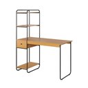 Ver imagem 1 de Mesa Home Office Criare Prateleiras Pés Aço Escritório Escrivaninha Estilo com Gaveta Cor Nature