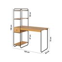 Ver imagem 6 de Mesa Home Office Criare Prateleiras Pés Aço Escritório Escrivaninha Estilo com Gaveta Cor Nature