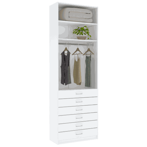 ARMÁRIO MÓDULO CLOSET 6 GAVETAS CABIDEIRO MISTO M525.B MUNDI MOVEIS