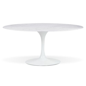 Mesa de Jantar Saarinen Oval 180x100 Cm Mármore Branco Extra Base Branca Linn Design Mesa de Jantar