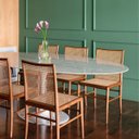 Ver imagem 5 de Mesa de Jantar Saarinen Oval 180x100 Cm Mármore Branco Extra Base Branca Linn Design Mesa de Jantar