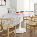 Ver imagem 4 de Mesa de Jantar Saarinen Oval 180x100 Cm Mármore Branco Extra Base Branca Linn Design Mesa de Jantar