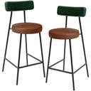 Ver imagem 1 de Kit 02 Banquetas Baixa Cozinha Sala Jantar Bancada Milão L02 Facto Verde Musgo Marrom - lyam decor L