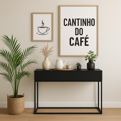 Aparador Buffet Balcão para Sala de Estar Cantinho do Café:preto