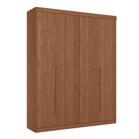 Guarda Roupa Roupeiro Solteiro Buriti 04 Portas 2 Gavetas Jatoba Santos Andirá