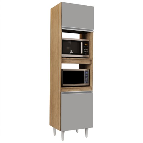 Paneleiro Cozinha Torre Quente 56cm Colorado Preto/cinza - Lumil Móveis