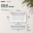 Ver imagem 4 de Cuba Ladena Kohler Louça Branca 52x35cm + Válvula 1.1/4" Branca Click Cerâmica - 2215BR-0-Inovar-