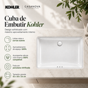 Ver imagem 3 de Cuba Ladena Kohler Louça Branca 52x35cm + Válvula 1.1/4" Branca Click Cerâmica - 2215BR-0-Inovar-