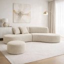 Ver imagem 3 de Sofá e Puff Orgânico Virginia 200cm Sala Suede: Bege