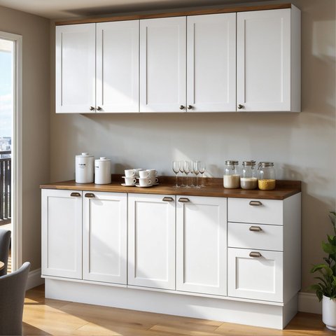 Armário de Cozinha Compacta Modulada 2,0m 9 Peças Iluminata Genialflex