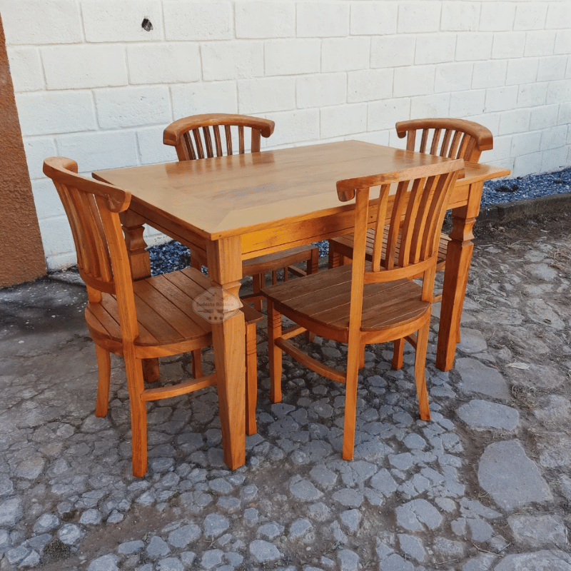 Mesa de Jantar Madeira de Demolição 1,20x 0,80 com 4 Cadeiras Leque Sudeste Rustico - 3