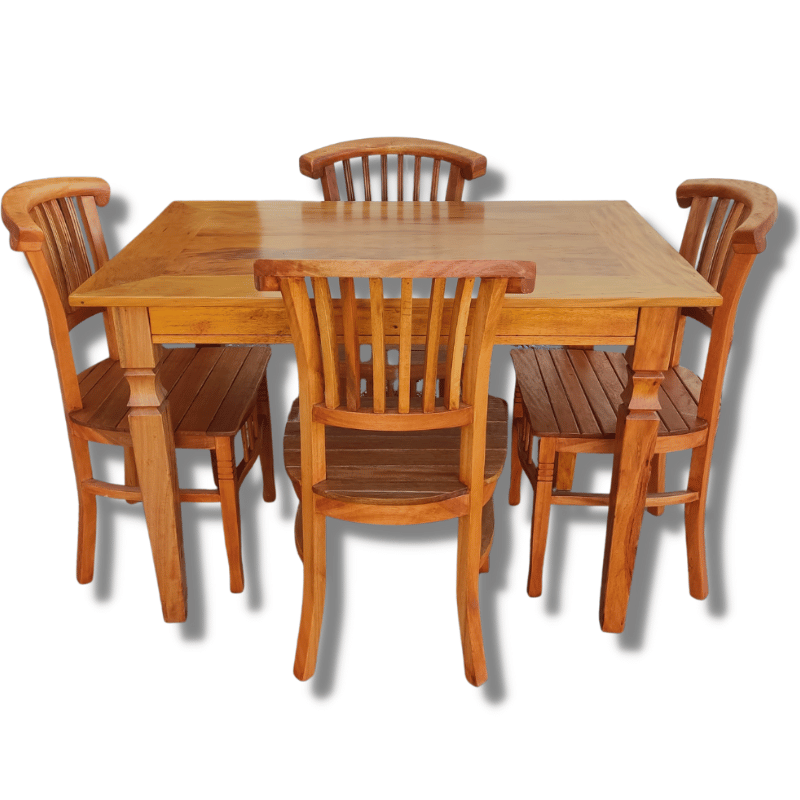 Mesa de Jantar Madeira de Demolição 1,20x 0,80 com 4 Cadeiras Leque Sudeste Rustico - 1