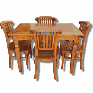 Mesa de Jantar Madeira de Demolição 1,20x 0,80 com 4 Cadeiras Leque Sudeste Rustico