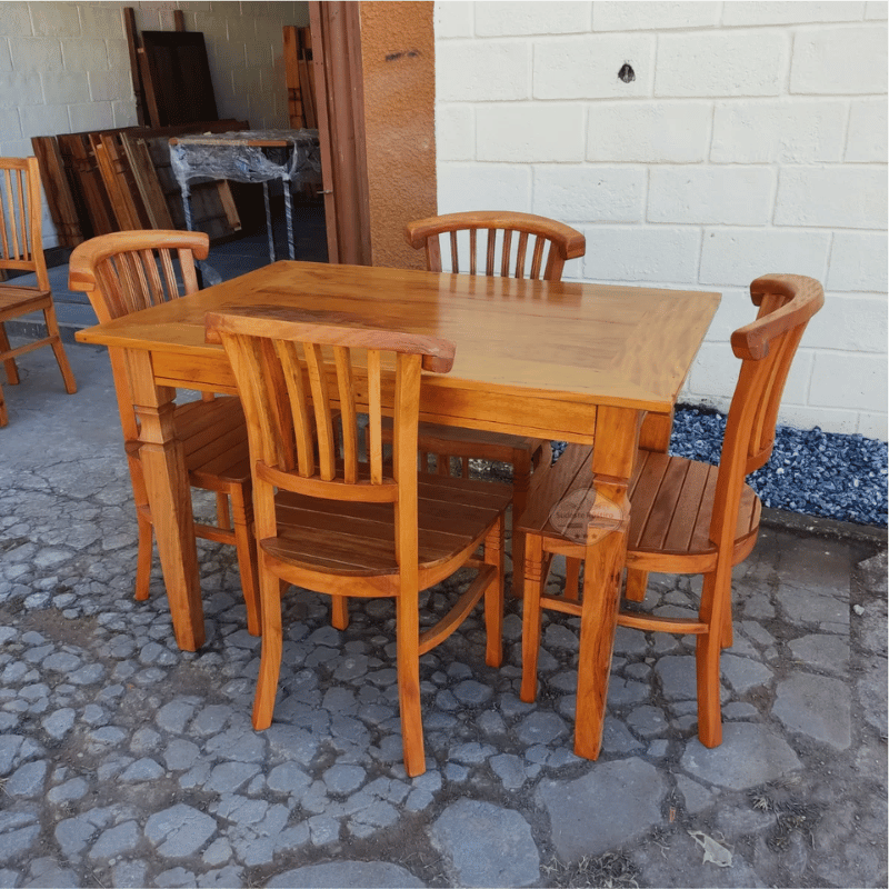 Mesa de Jantar Madeira de Demolição 1,20x 0,80 com 4 Cadeiras Leque Sudeste Rustico - 2