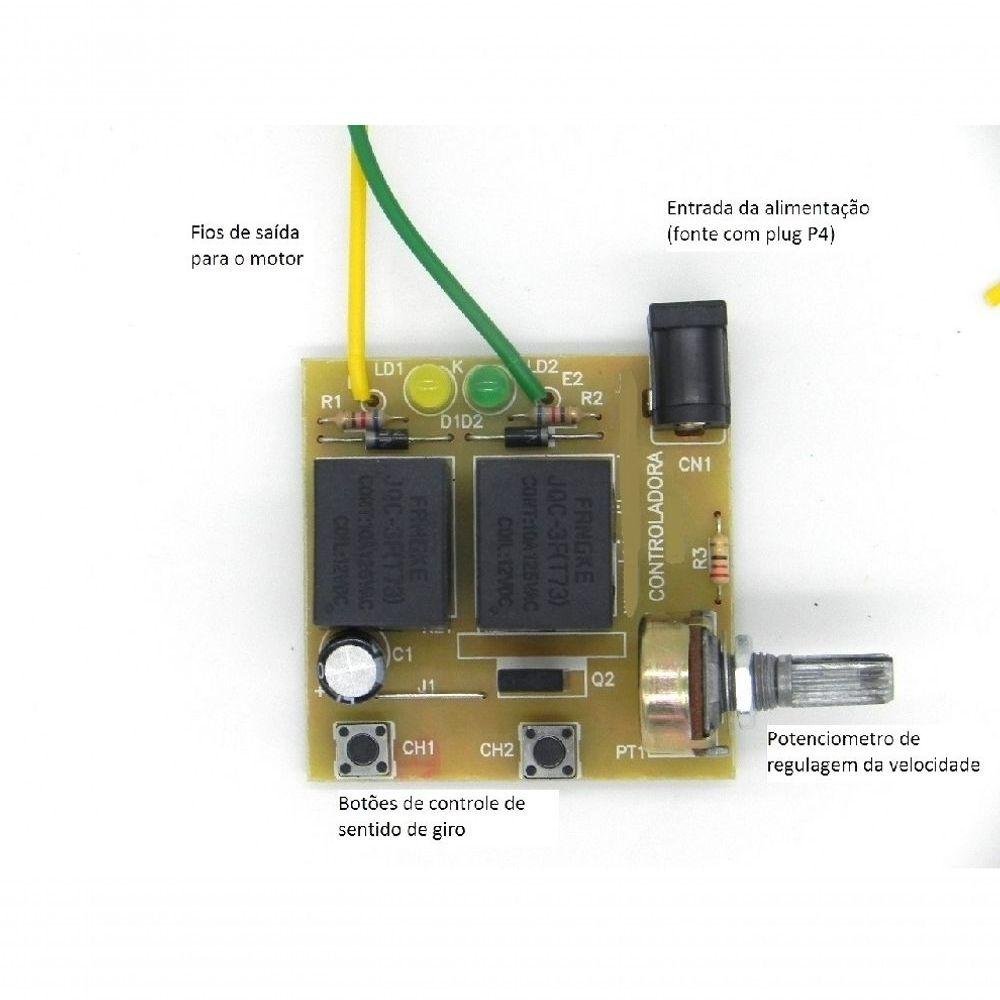 Kit Controlador de Motor e Velocidade 12v 1a - 4