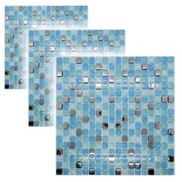 Kit 3 Unidades Pastilha de Vidro para Cozinha Banheiro Azul Agata 30x30cm - 1