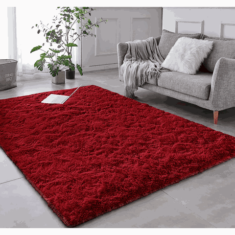 Tapete Pelo Alto Felpudo Peludo Macio Anti Derrapante Alérgico Vinho 200 x 200 cm