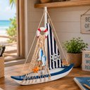 Ver imagem 2 de Barco Navio Caravela Náutica Artesanal Decoração Casa Praia