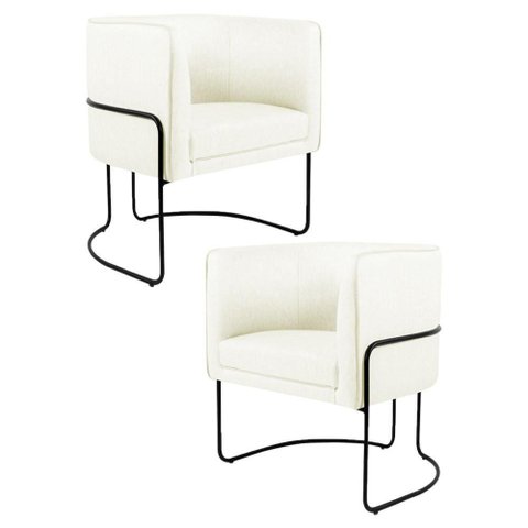 Kit 2 Poltronas Base Aço Betina C-26 Corano Bege