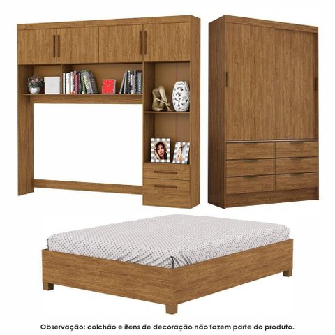 Guarda Roupa Modulado Sevilha com Cama Casal Carioca Móveis Cinamomo