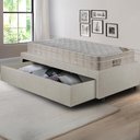 Ver imagem 6 de Base Box Cama Solteirão Sapateira Courino Linho Areia e Colchão Airtech Ortobom 96x203