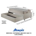 Ver imagem 5 de Base Box Cama Solteirão Sapateira Courino Linho Areia e Colchão Airtech Ortobom 96x203