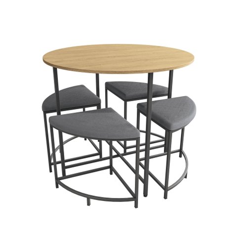 Mesa Redonda com 4 Banquetas Kappesberg Li038 Freijó/preto