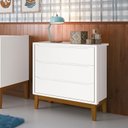 Ver imagem 4 de Cômoda Gaveteiro com Guarda Roupa Infantil 3 Portas New Classic Branco com Pés Madeira - Reller