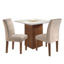 Ver imagem 2 de Conjunto Sala de Jantar Mesa Tampo MDF 90cm 2 Cadeiras Luciana 