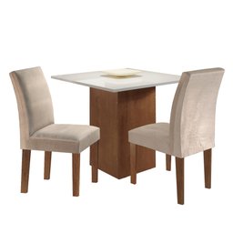 Conjunto Sala de Jantar Mesa Tampo MDF 90cm 2 Cadeiras Luciana  - 2