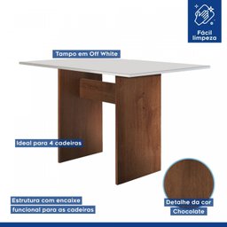 Conjunto Sala de Jantar Mesa Tampo Mdf e 2 Cadeiras Caroline - 9 Conjunto Sala de Jantar Mesa Tampo Mdf e 2 Cadeiras Caroline - 9