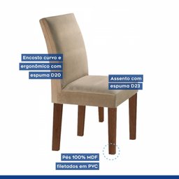 Conjunto Sala de Jantar Mesa Tampo Mdf e 2 Cadeiras Caroline - 6 Conjunto Sala de Jantar Mesa Tampo Mdf e 2 Cadeiras Caroline - 6