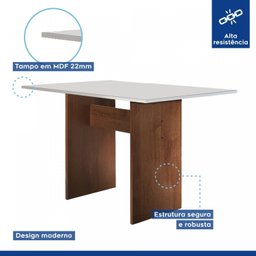 Conjunto Sala de Jantar Mesa Tampo Mdf e 2 Cadeiras Caroline - 8 Conjunto Sala de Jantar Mesa Tampo Mdf e 2 Cadeiras Caroline - 8