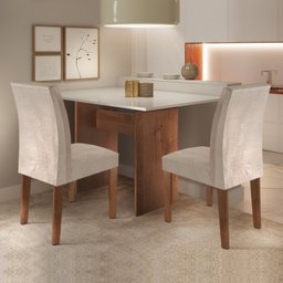 Conjunto Sala de Jantar Mesa Tampo Mdf e 2 Cadeiras Caroline - 1 Conjunto Sala de Jantar Mesa Tampo Mdf e 2 Cadeiras Caroline - 1
