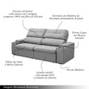 Ver imagem 2 de Sofá Retrátil e Reclinável 3 Lugares 210cm Zoho Porta Copos no Braço Veudo Cinza G22 - Gran Belo