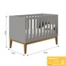 Dormitório Infantil Classic 3 Portas, Cômoda 1 Porta e Berço Cinza Fosco com Pés Amadeirado - Reller - 6