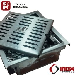 Ralo Inox Classic com Sifão Inox e Saída em Baixo no Centro - Inox 304 - 40x40x10 Cm - 3