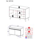 Ver imagem 3 de Balcão Cozinha Gabinete Pia 120 Cm 2 Portas Veneza Multimóveis Mp3738 Branco/branco