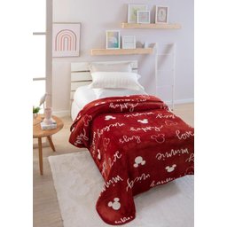Cobertor Solteiro Mickey e Minnie Vermelho Jolitex Ternille - 1