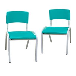 Kit 2 Cadeiras Infantil Iso Azul Turquesa Brinquedoteca Escolas Ecomhome - 3