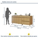 Ver imagem 4 de Cozinha Completa Modulada 2 Peças 3 Portas 3 Gavetas 100% MDF Simone Mendes Marrom/Carvalho