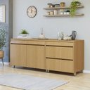 Ver imagem 1 de Cozinha Completa Modulada 2 Peças 3 Portas 3 Gavetas 100% MDF Simone Mendes Marrom/Carvalho