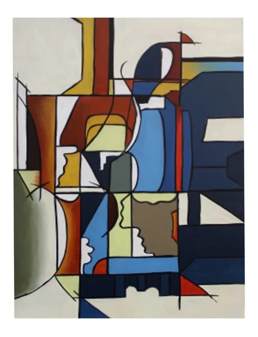 Quadro Decorativo Para Sala Tela À Óleo Abstrato 81 X 61